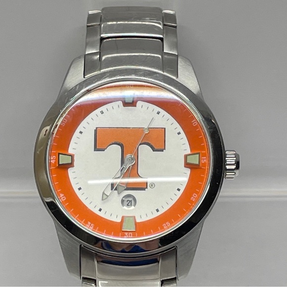 Tennessee Volunteers Titan Sun Time Watch Stainless Steel Needs new Battery - Picture 1 of 8